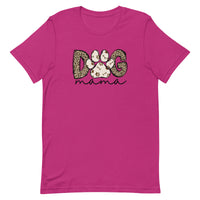 dark pink women's t-shirt with stylish "Dog Mama" text in leopard animal print