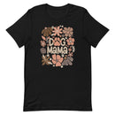 women's black t-shirt with "dog mama" text in trendy neutral browns, coffee, chocolate, cream and clay