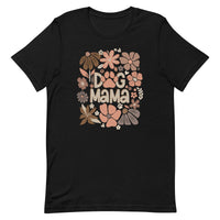 women's black t-shirt with "dog mama" text in trendy neutral browns, coffee, chocolate, cream and clay