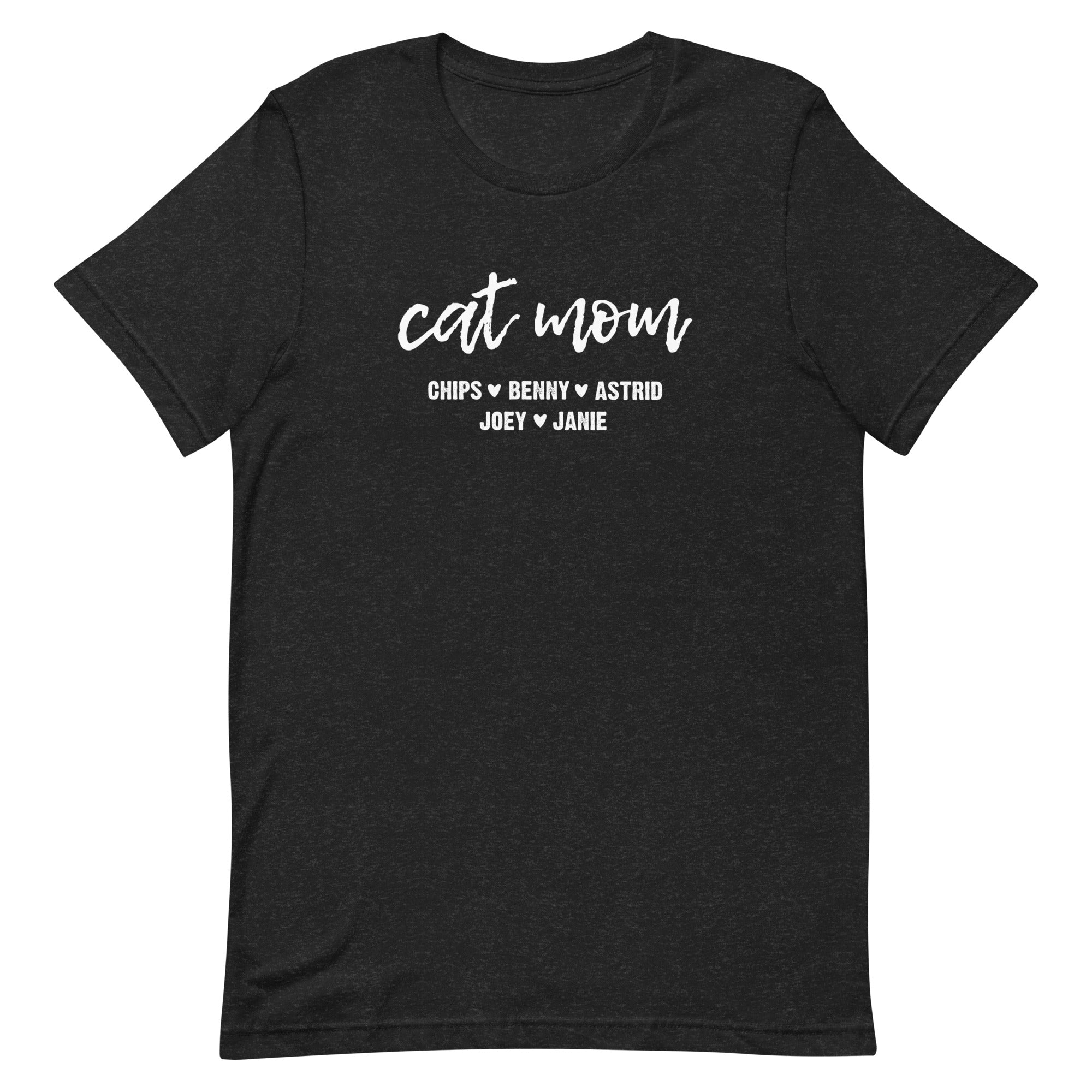 Custom Cat Mom with Personalized Cat Names Unisex T-shirt
