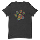 Spay and neuter dark gray t-shirt with a paw print design