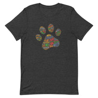 Spay and neuter dark gray t-shirt with a paw print design