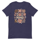 women's navy t-shirt with "dog mama" text in trendy neutral browns, coffee, chocolate, cream and clay