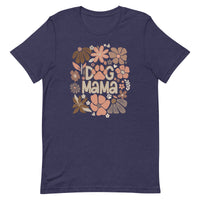 women's navy t-shirt with "dog mama" text in trendy neutral browns, coffee, chocolate, cream and clay