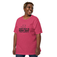 dark pink t-shirt with Every Day is Hump Day Spay and Neuter text