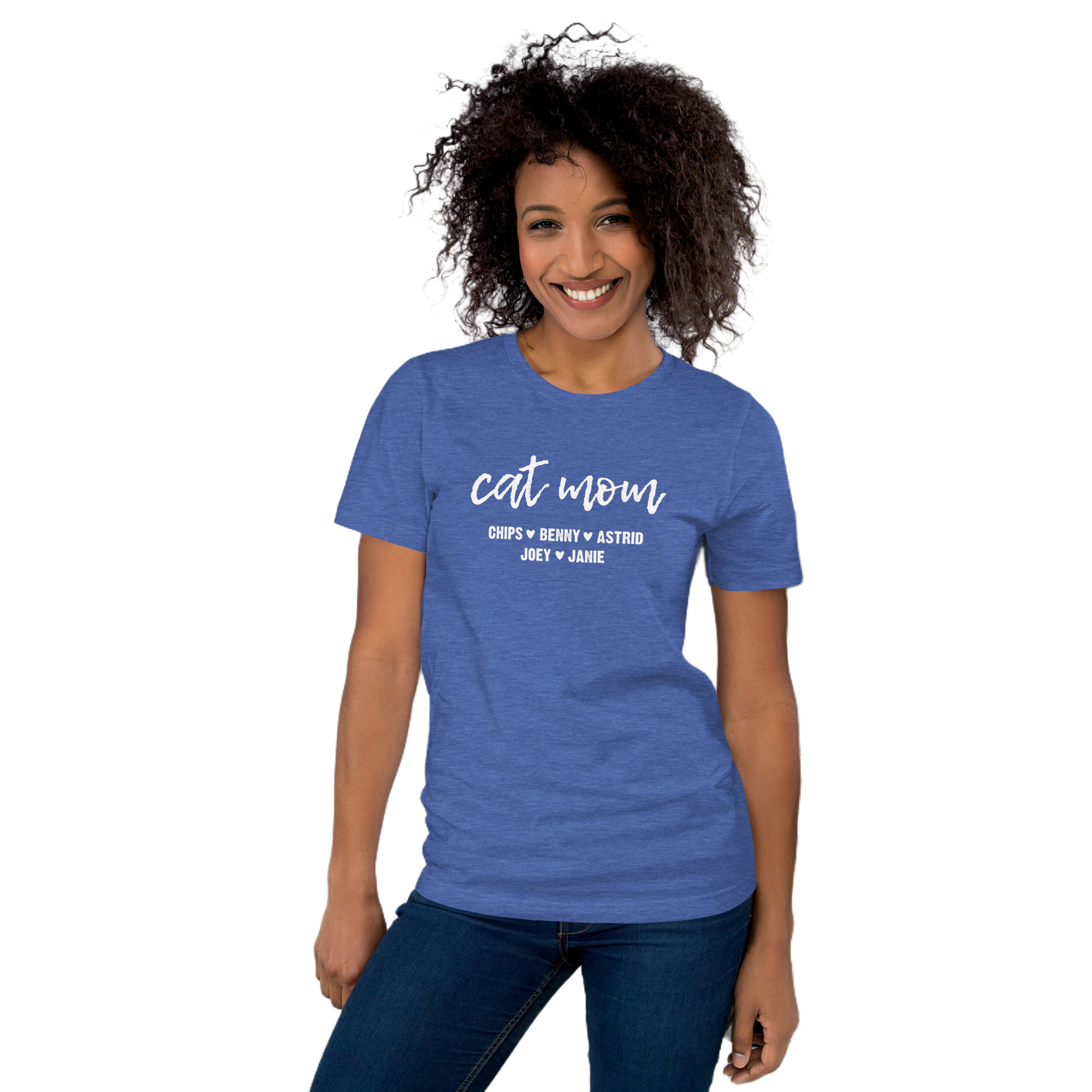 Custom Cat Mom with Personalized Cat Names Unisex T-shirt
