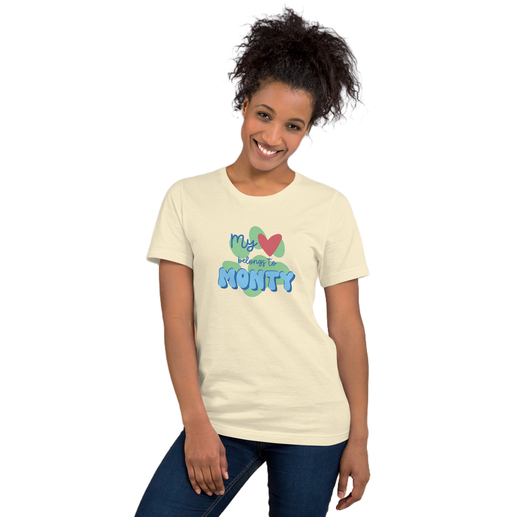Customizable Dog/Cat/Pet Name Blue & Green Unisex T-shirt