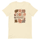women's natural/light yellow t-shirt with "dog mama" text in trendy neutral browns, coffee, chocolate, cream and clay