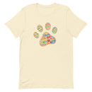 Spay and neuter natural t-shirt with a paw print design