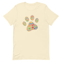 Spay and neuter natural t-shirt with a paw print design