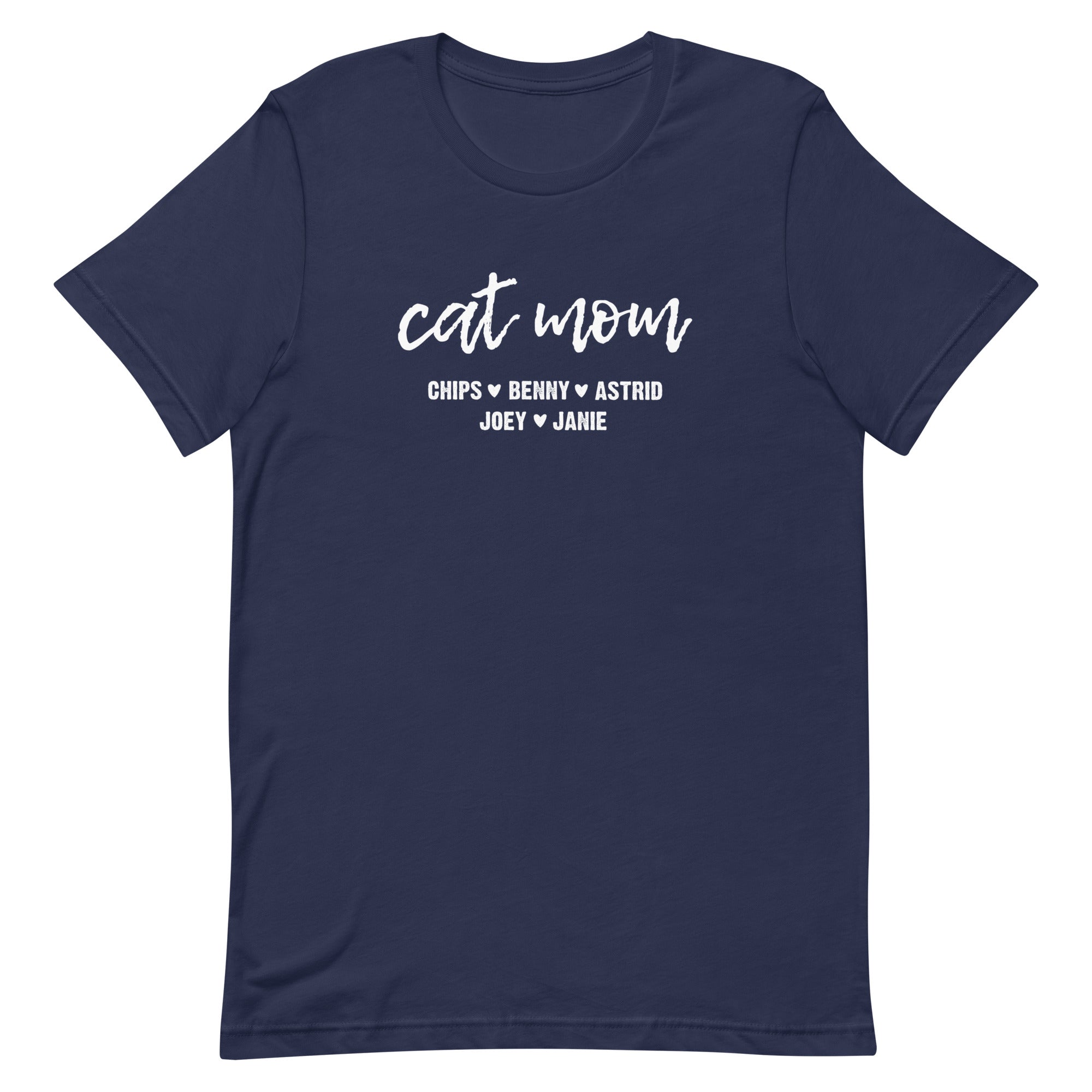 Custom Cat Mom with Personalized Cat Names Unisex T-shirt