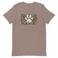 brown women's t-shirt with posh "Dog Mama" text in leopard animal print
