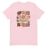 women's light pink t-shirt with "dog mama" text in trendy neutral browns, coffee, chocolate, cream and clay