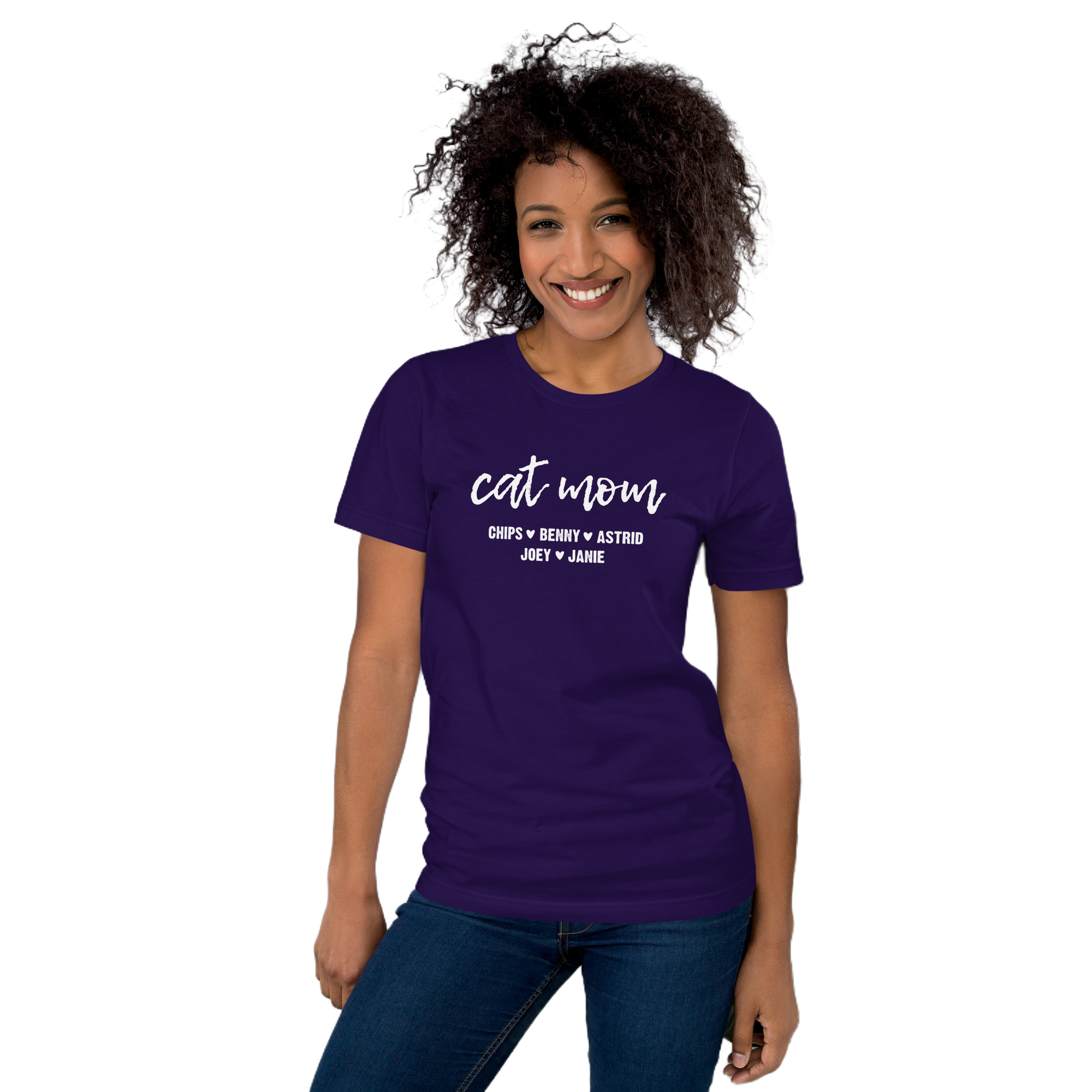 Custom Cat Mom with Personalized Cat Names Unisex T-shirt