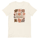women's buff/cream/off-shite t-shirt with "dog mama" text in trendy neutral browns, coffee, chocolate, cream and clay