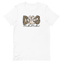 white women's t-shirt with chic "Dog Mama" text in leopard animal print