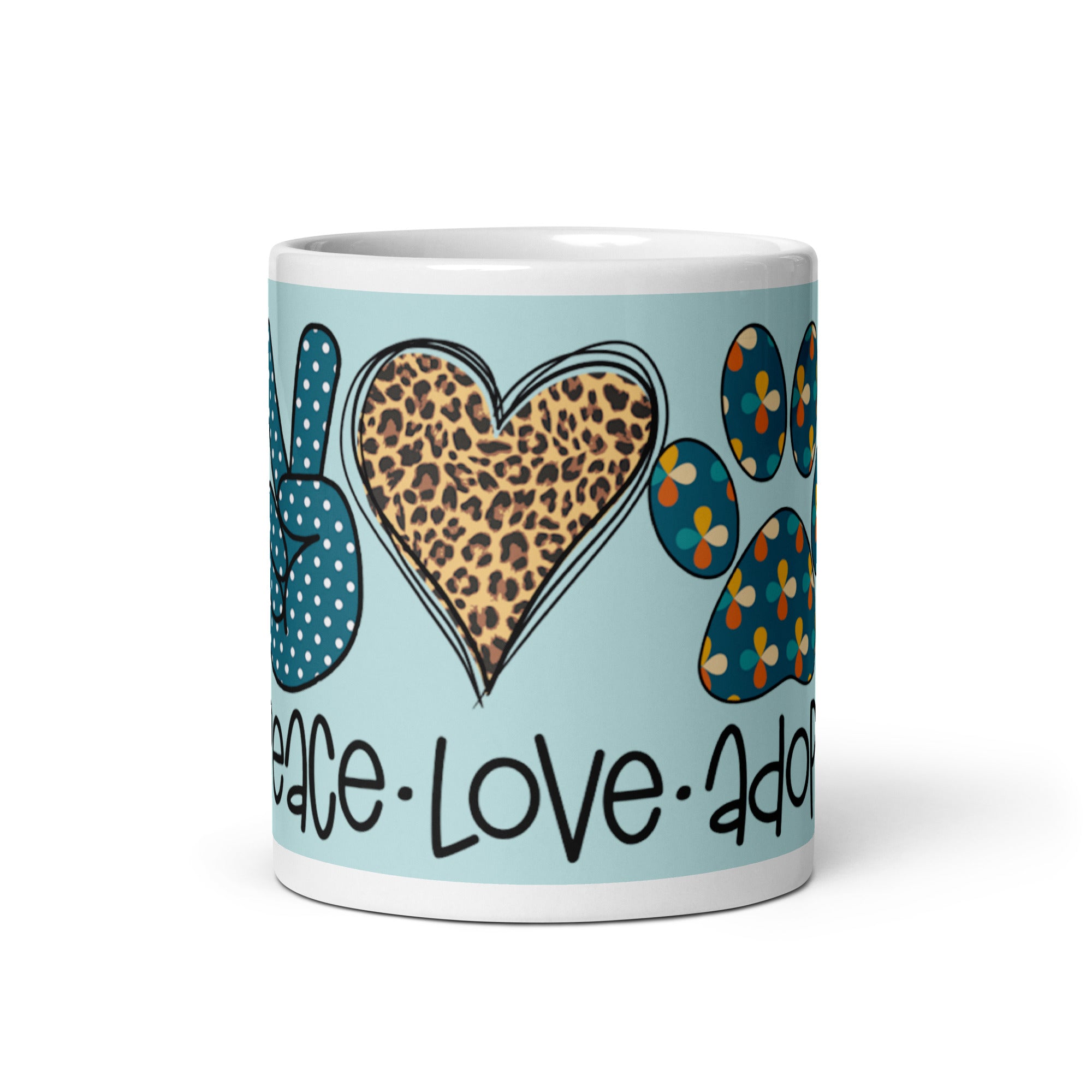 Peace - Love - Adopt Mug