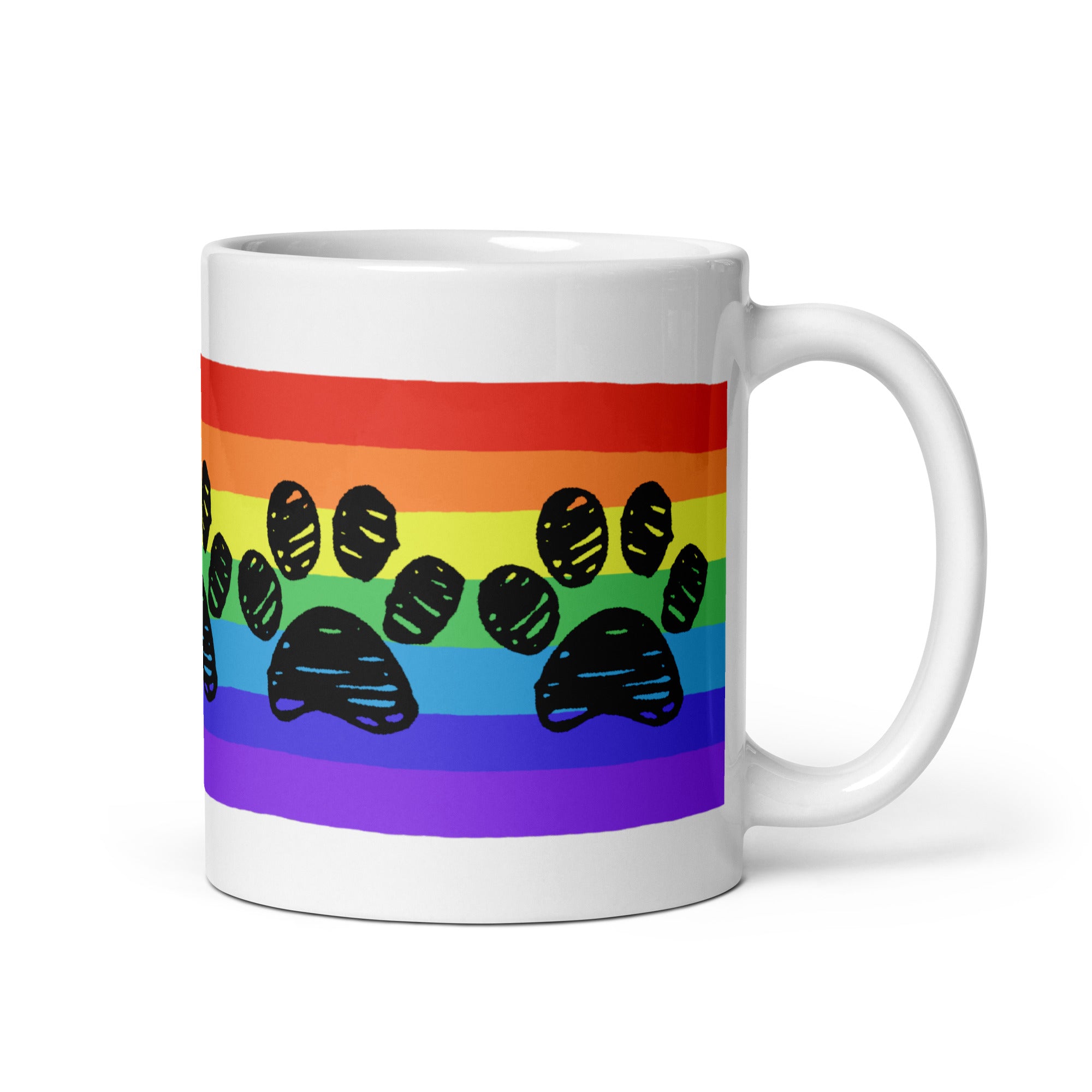 Rainbow Paw Print Mug