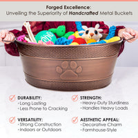 Dog Toy Bin Indestructible - Embossed Paw Print - Copper Large | BREKX
