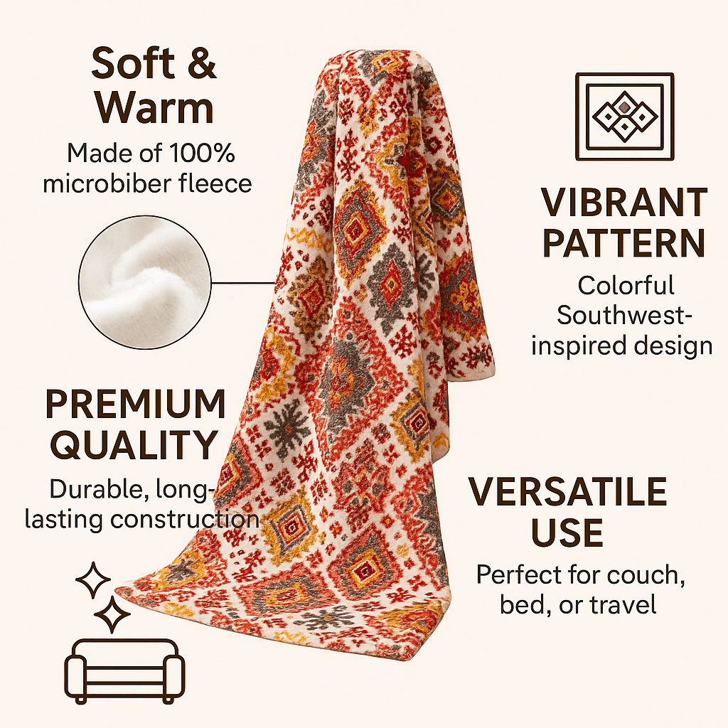 Southwestern Geometric Soft Plush Fleece Blanket