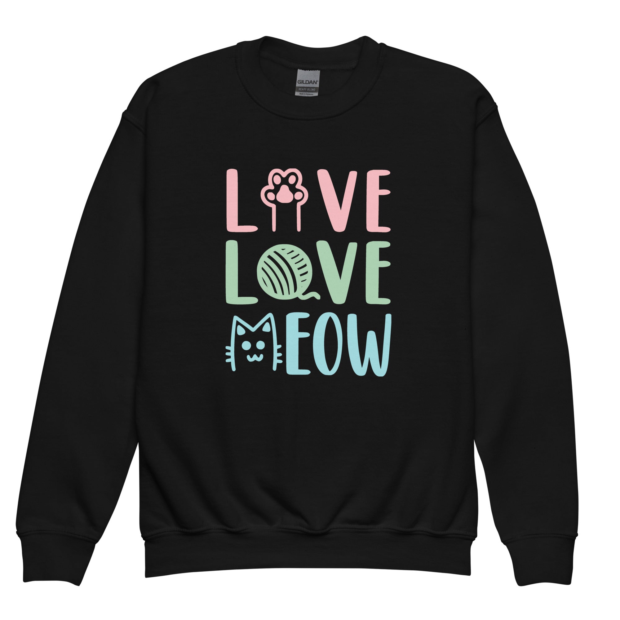 Live, Love, Meow Unisex Youth Sweatshirt