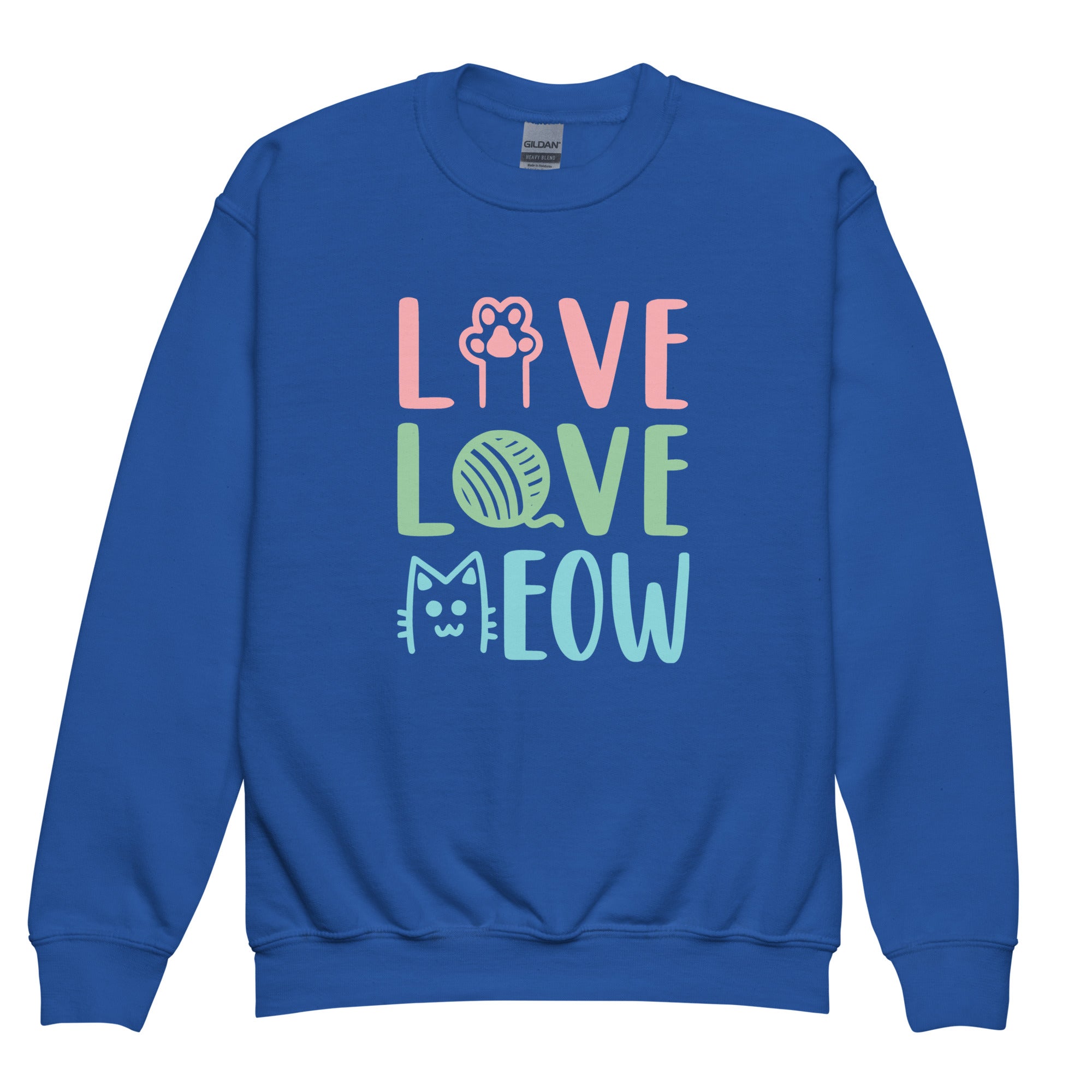 Live, Love, Meow Unisex Youth Sweatshirt