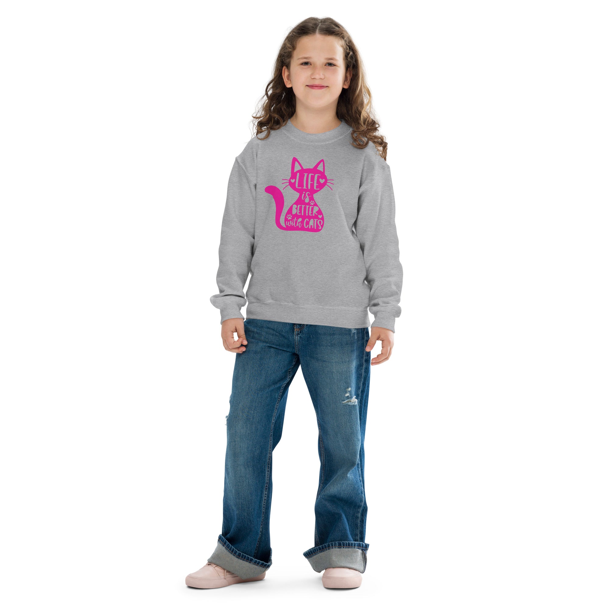 Life is Better with Cats Unisex Youth Sweatshirt